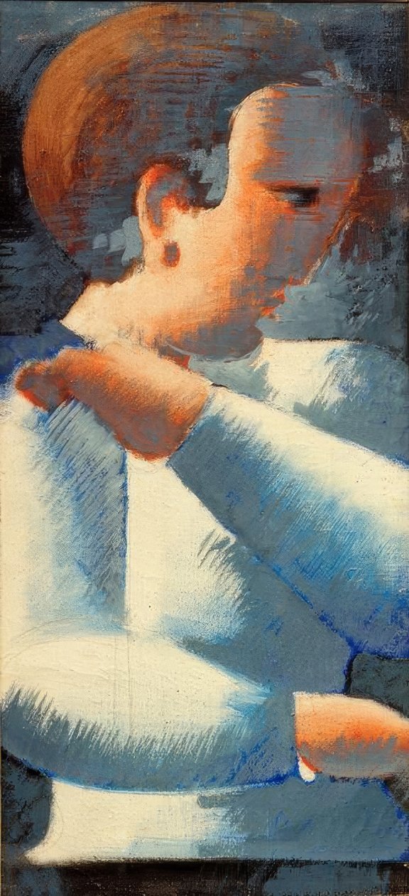 Junge in Blauweiß von Oskar Schlemmer
