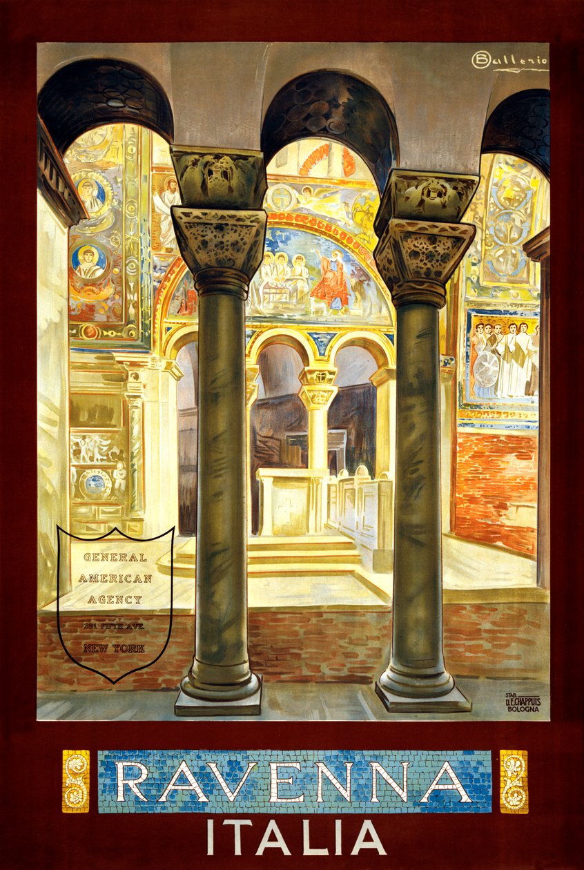 Reiseplakat Ravenna, ca. 1925 (Farblithografie) von Osvaldo Ballerio
