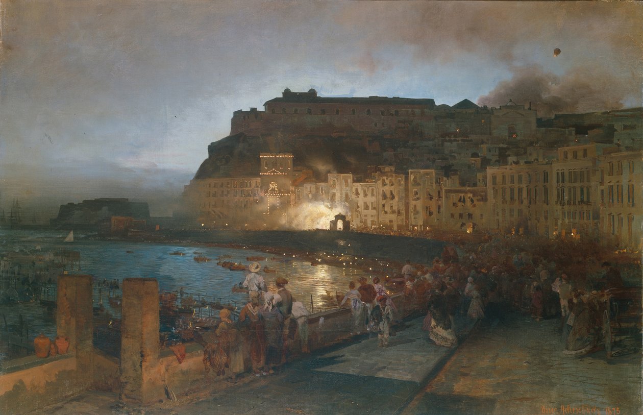 Feuerwerk in Neapel von Oswald Achenbach