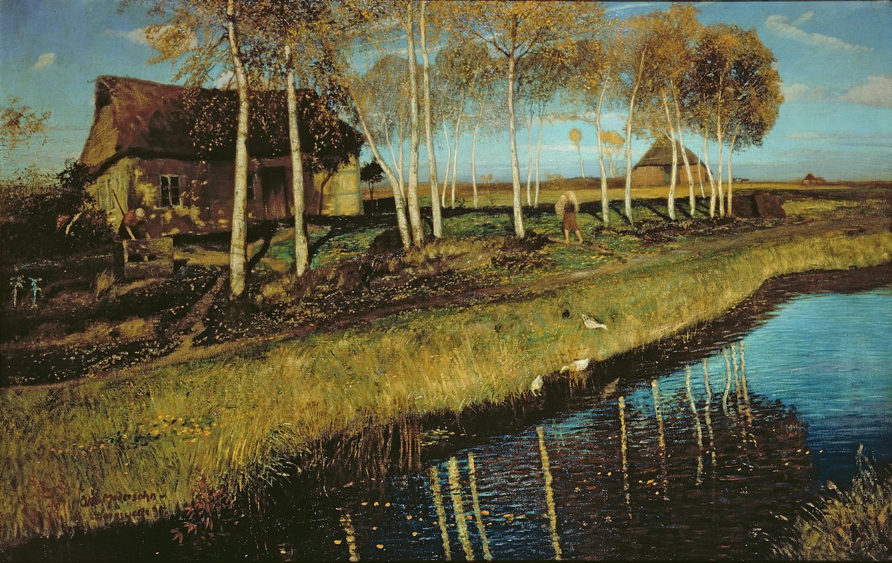 Herbstmorgen am Kanal von Otto Modersohn