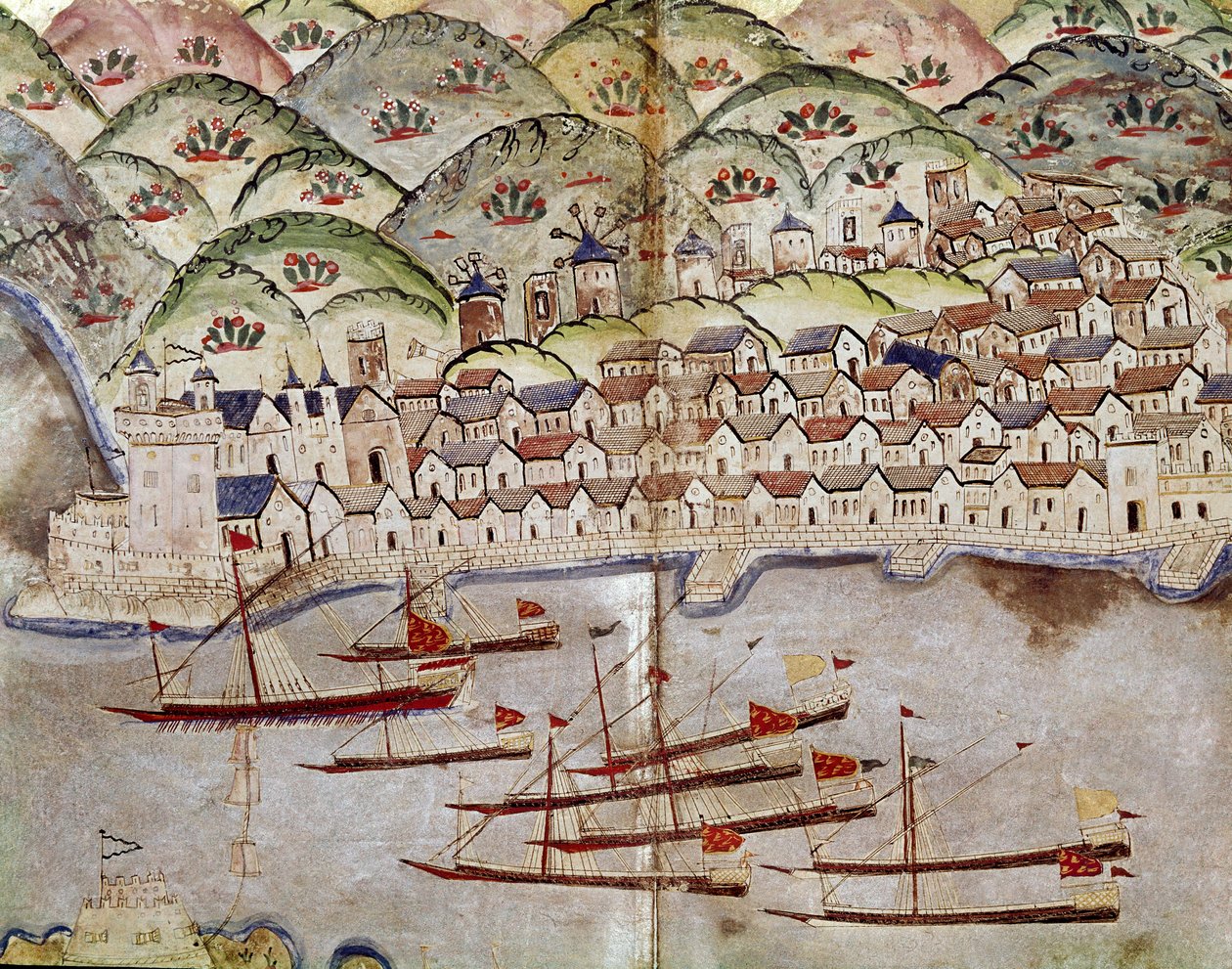 Osmanische Kunst: Ansicht von Marseille, Frankreich (Miniatur) von Ottoman School