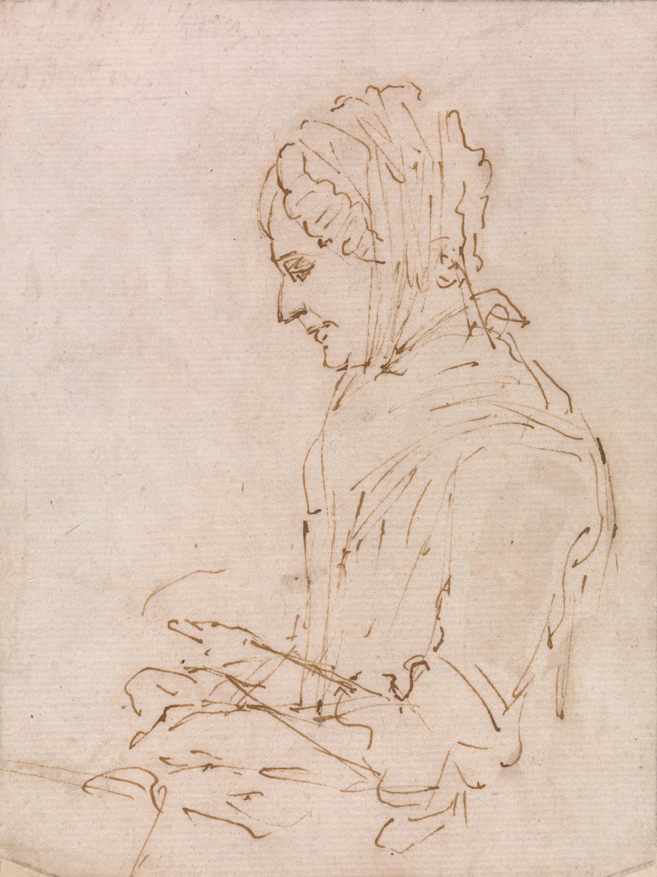 Studie der Mutter des Künstlers beim Nähen von Ozias Humphry