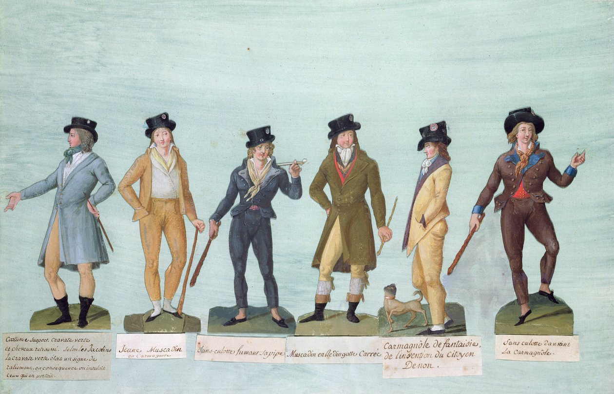 Fol.43 Modische Kleidung für Männer während der Französischen Revolution von P. A. and J.B. Lesueur