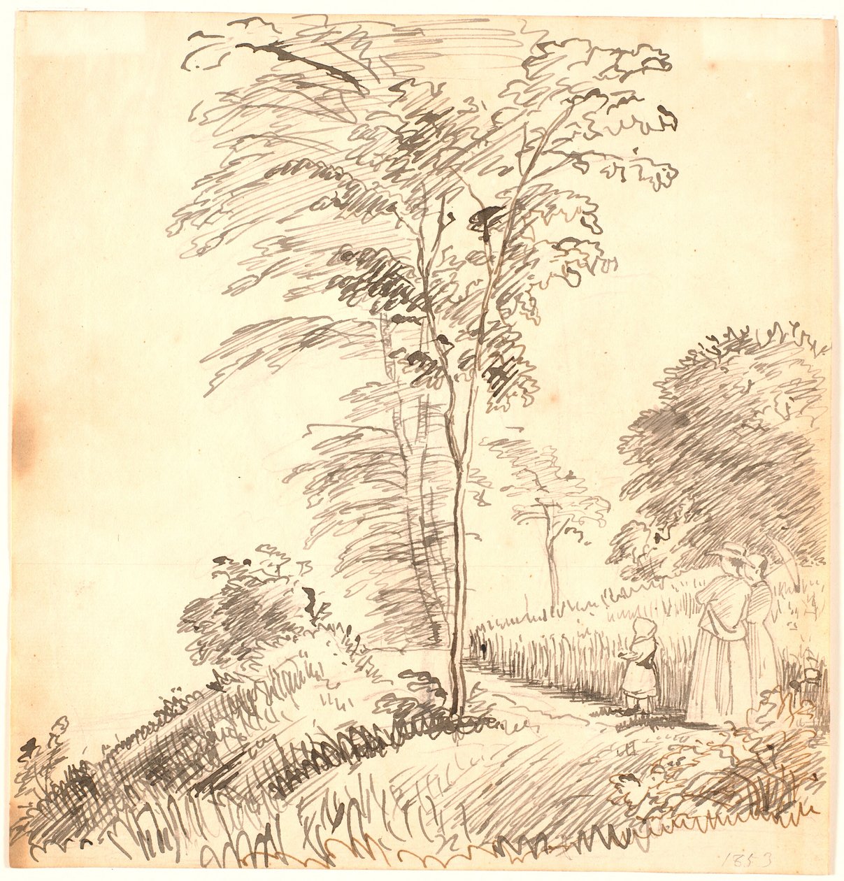 Spaziergänger auf einem Pfad (möglicherweise Vedbæk). von P.C. Skovgaard