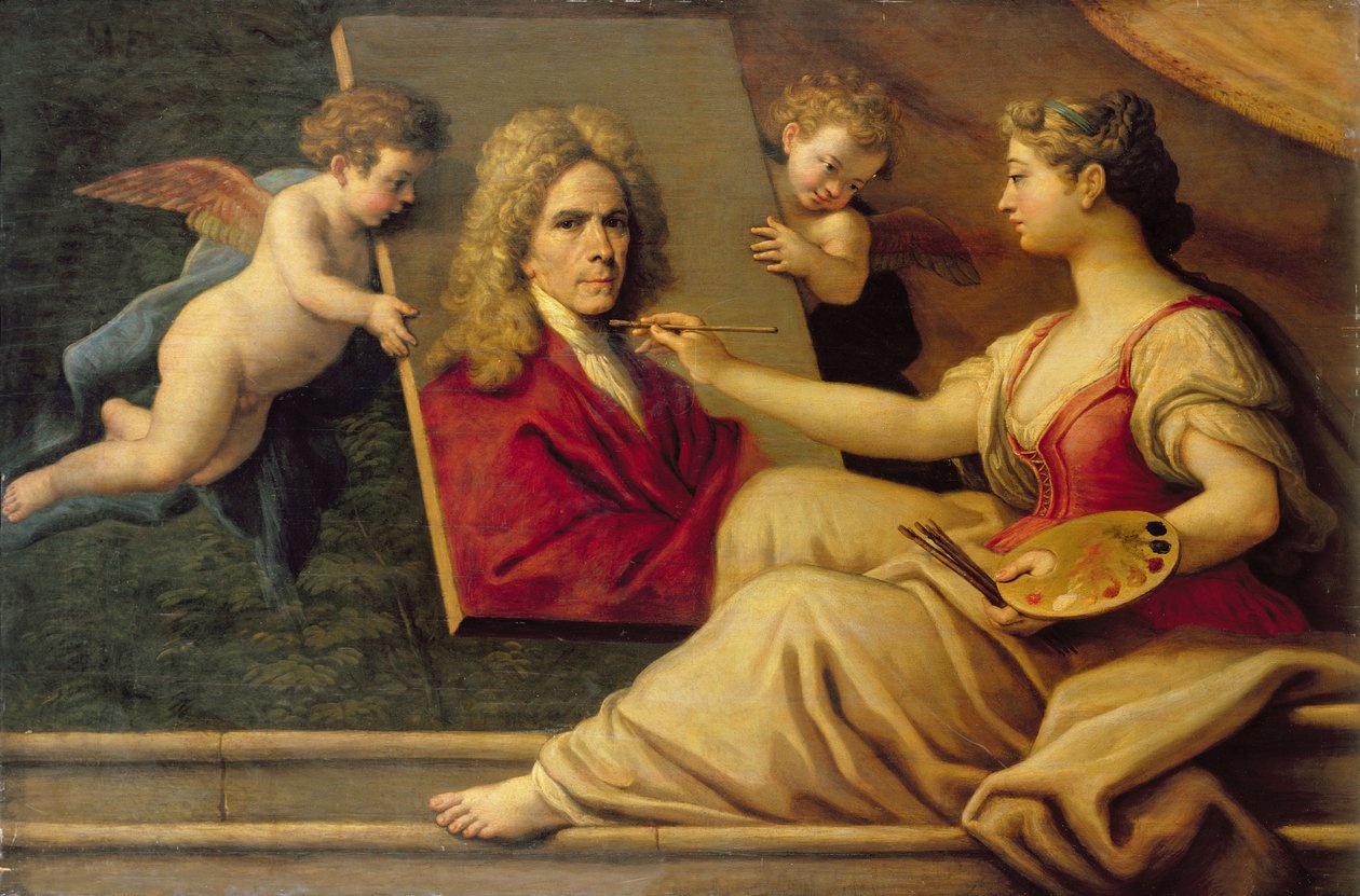Selbstporträt in einer Allegorie der Künste von Paolo di Matteis