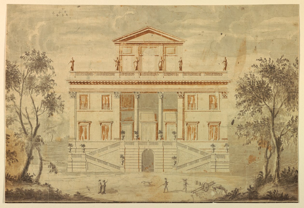 Zeichnung, Erhebung einer Villa, 1750–70 von Paolo Posi