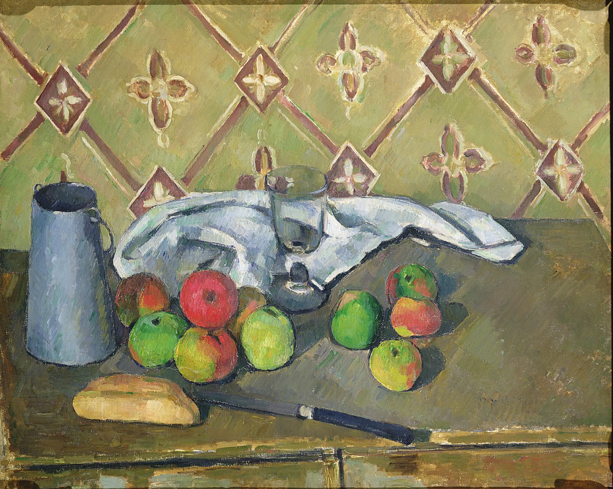 Früchte, Serviette und Milchkrug, ca. 1879-82 von Paul Cézanne