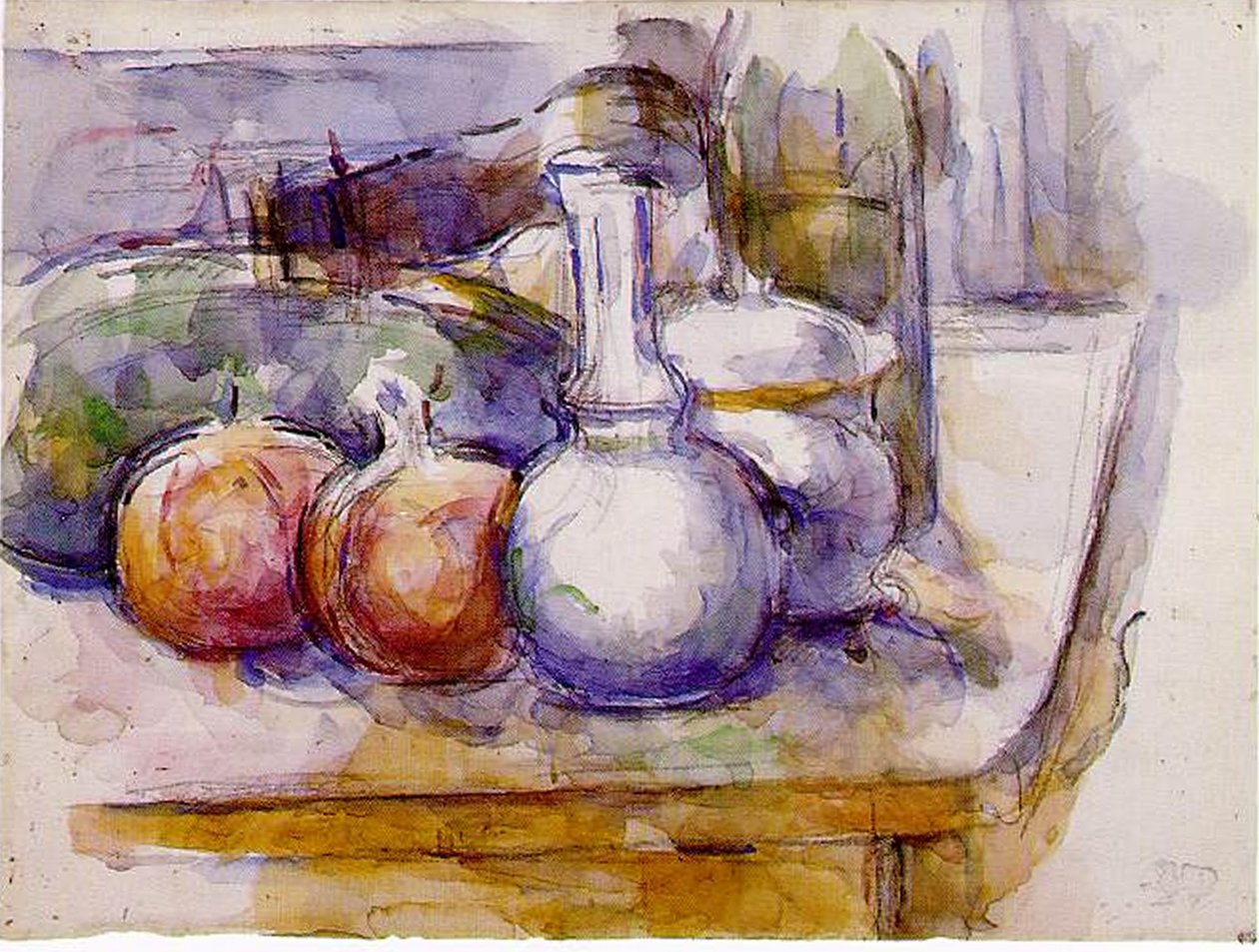 Stillleben: Karaffe, Flasche, Granatäpfel, Wassermelone, 1900-06 von Paul Cézanne