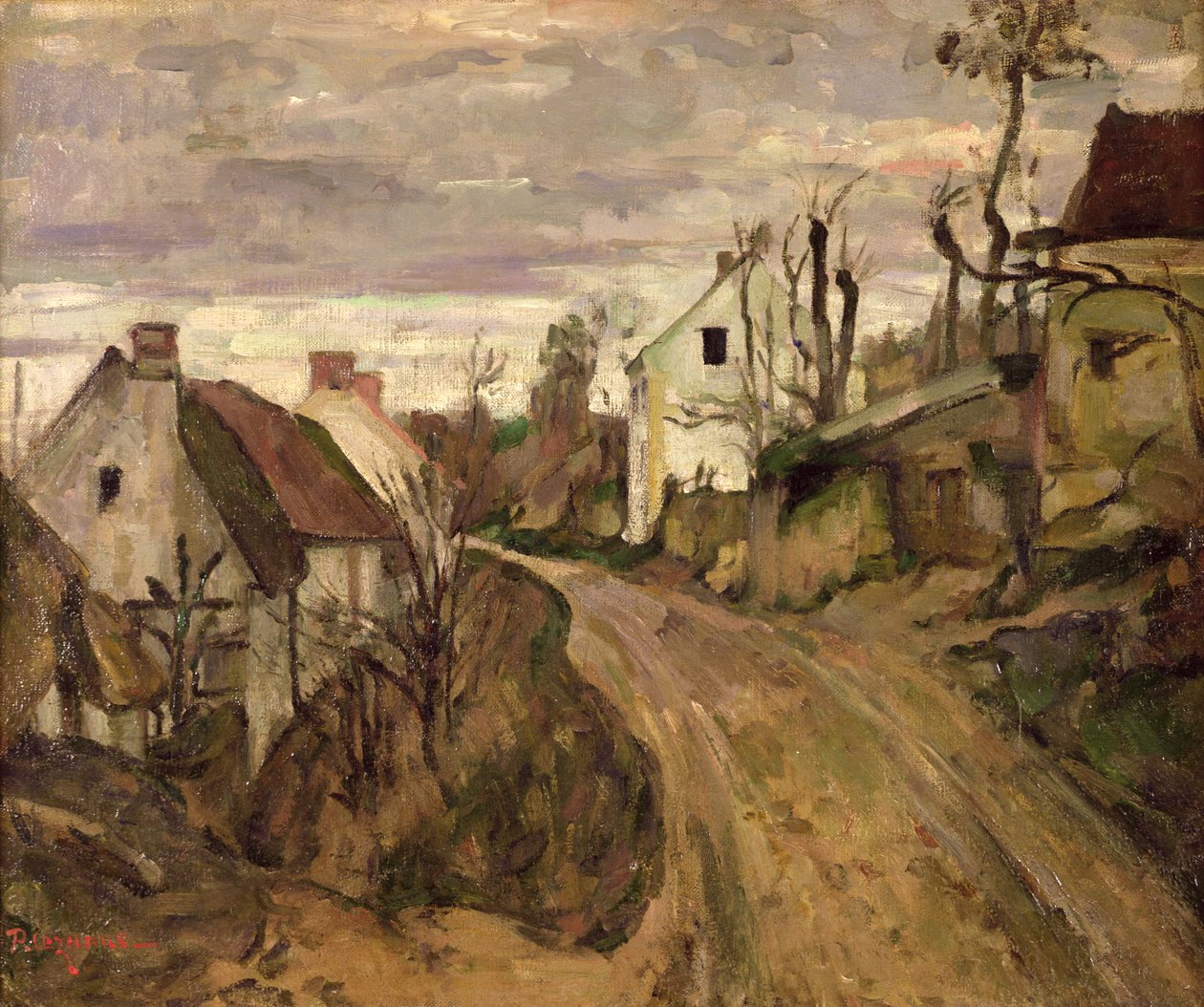 Die Dorfstraße, Auvers, um 1872-73 von Paul Cézanne