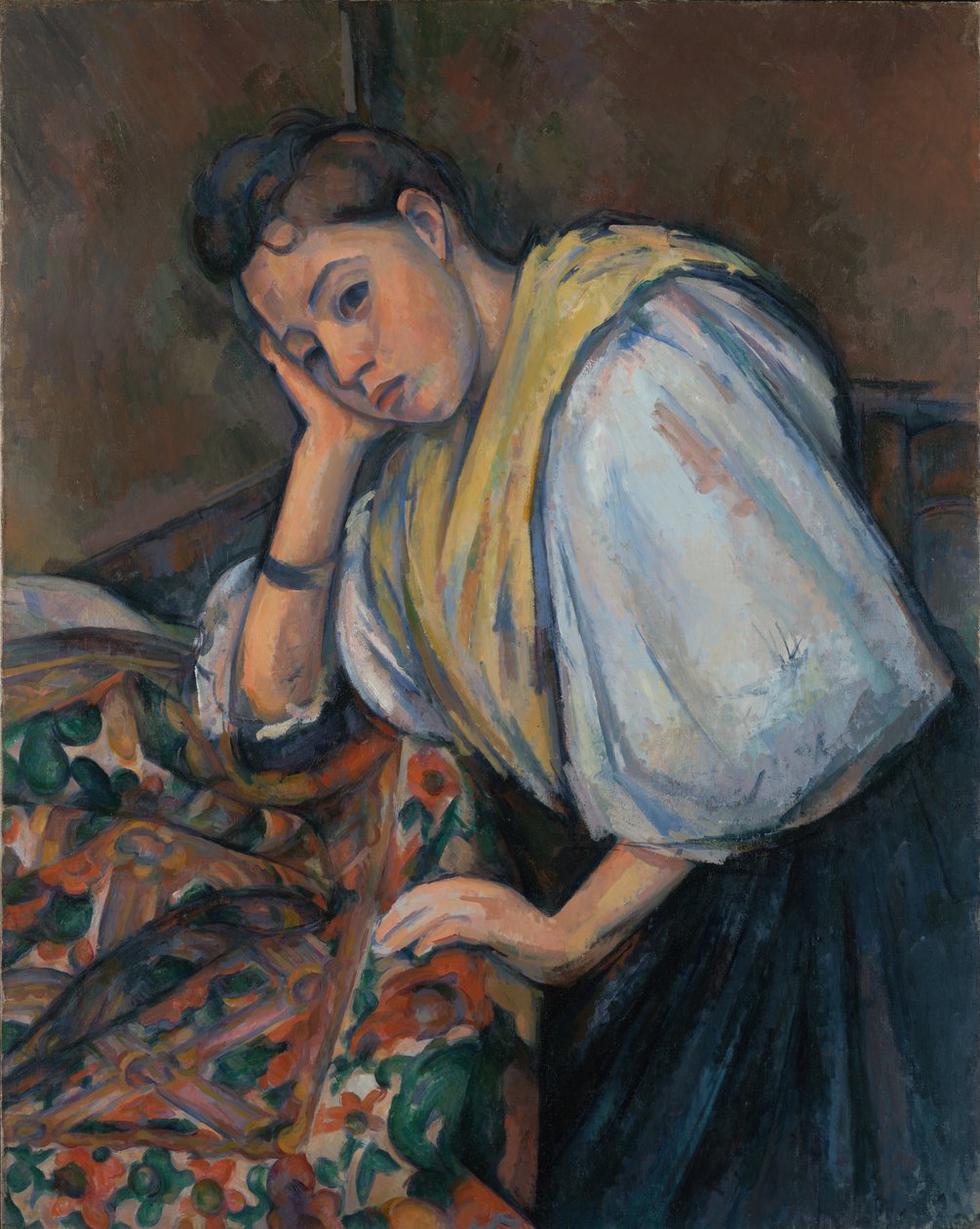 Junge Italienerin an einem Tisch von Paul Cézanne