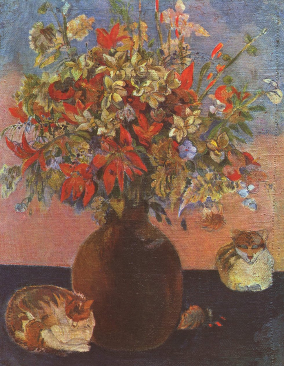 Blumen und Katzen von Paul Gauguin