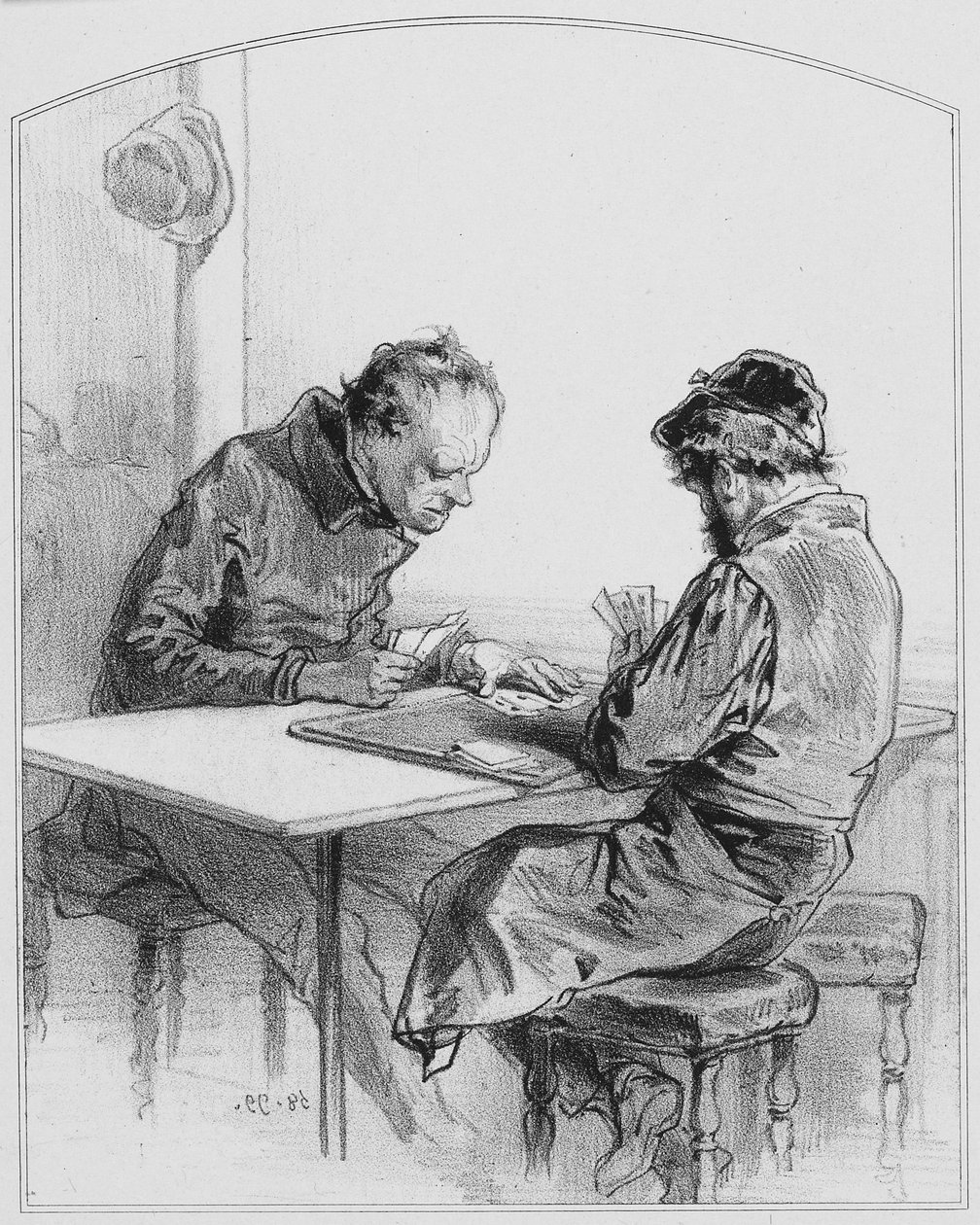 Die Karten, Platte 20 aus Les Toquades, 1858 von Paul Gavarni