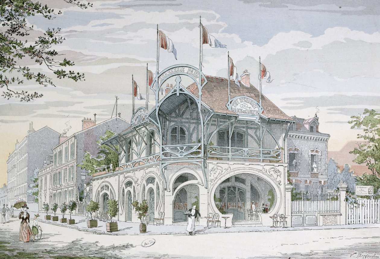 Café im Jugendstil von G. Guyon in Saint Maurice bei Paris, Illustration aus 