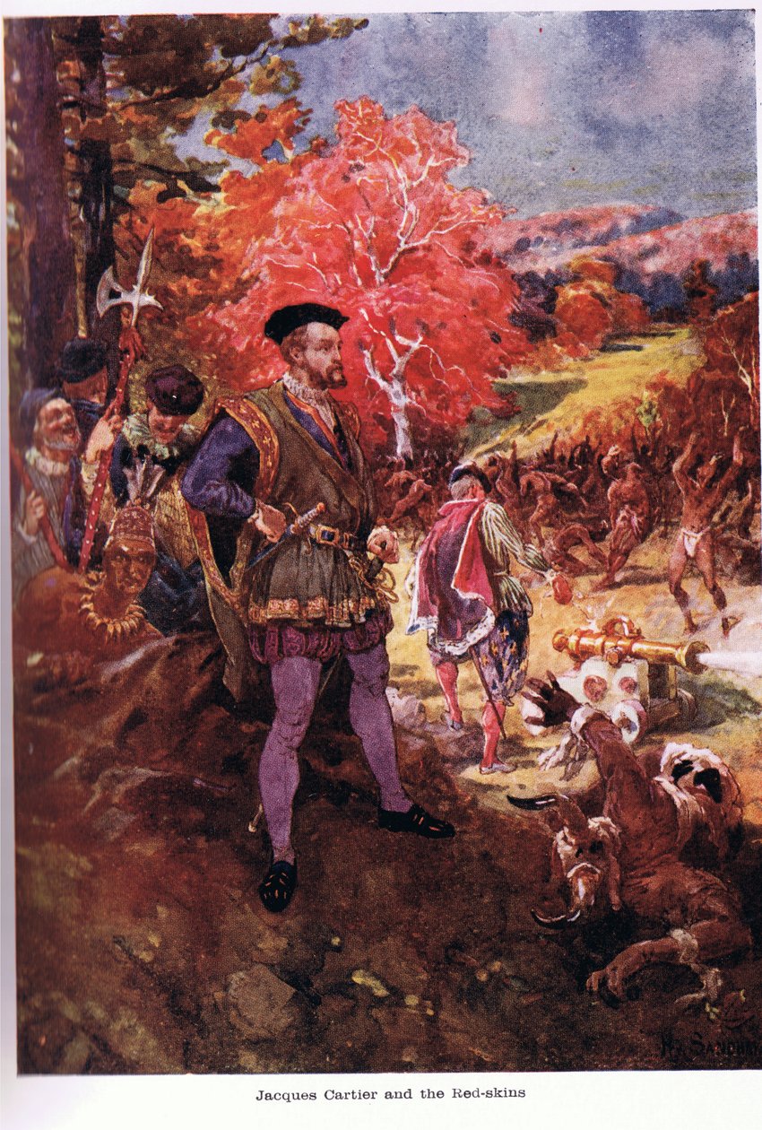 Jacques Cartier mit den Indianern, Illustration aus 