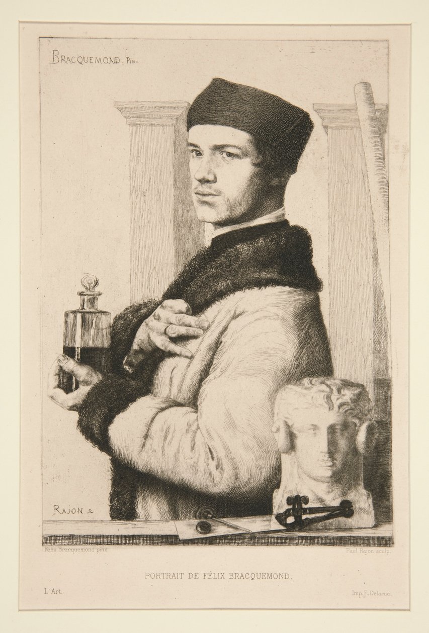 Porträt von Felix Bracquemond von Paul Adolphe Rajon