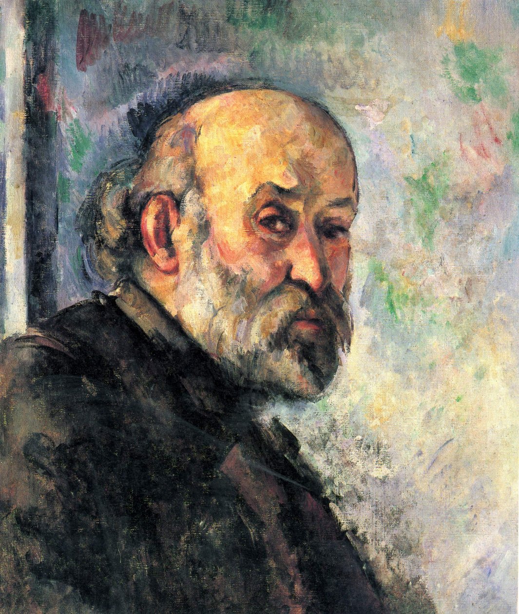 Selbstporträt auf blauem Hintergrund von Paul Cézanne