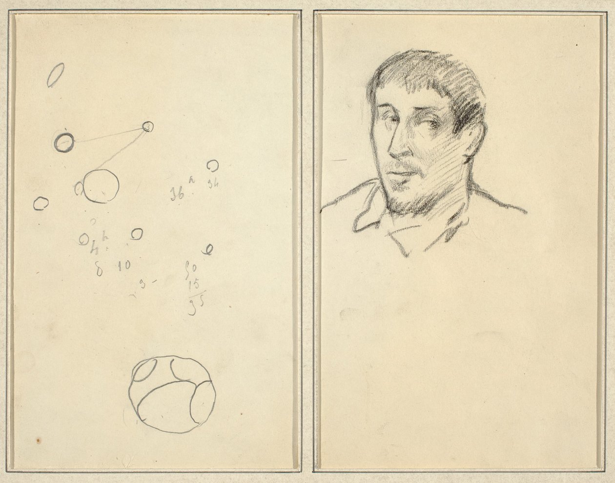 Kreise und Zahlen; Selbstporträt (recto) von Paul Gauguin