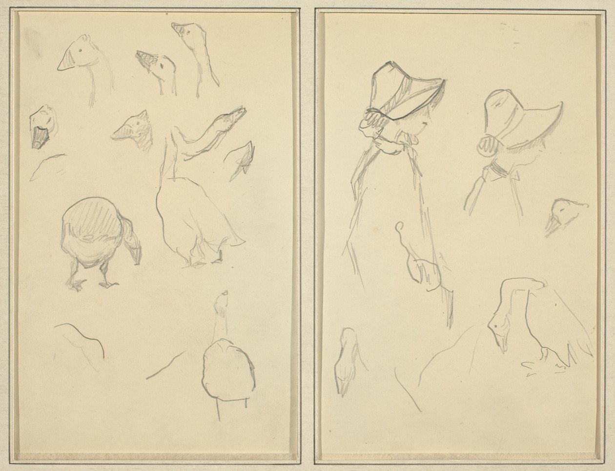 Gänse; Mädchen mit Hauben, Gänse (recto) von Paul Gauguin