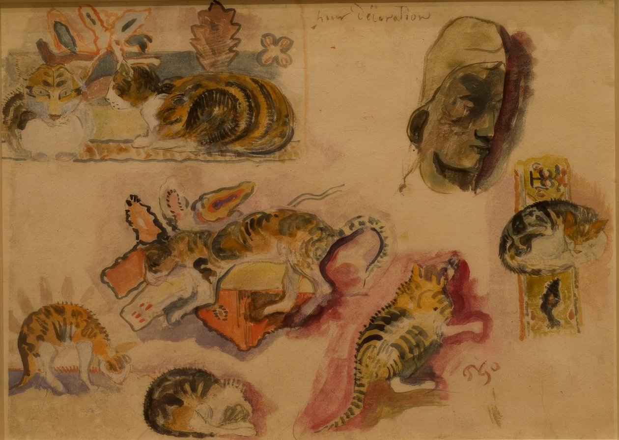 Katzen und Kopf von Paul Gauguin