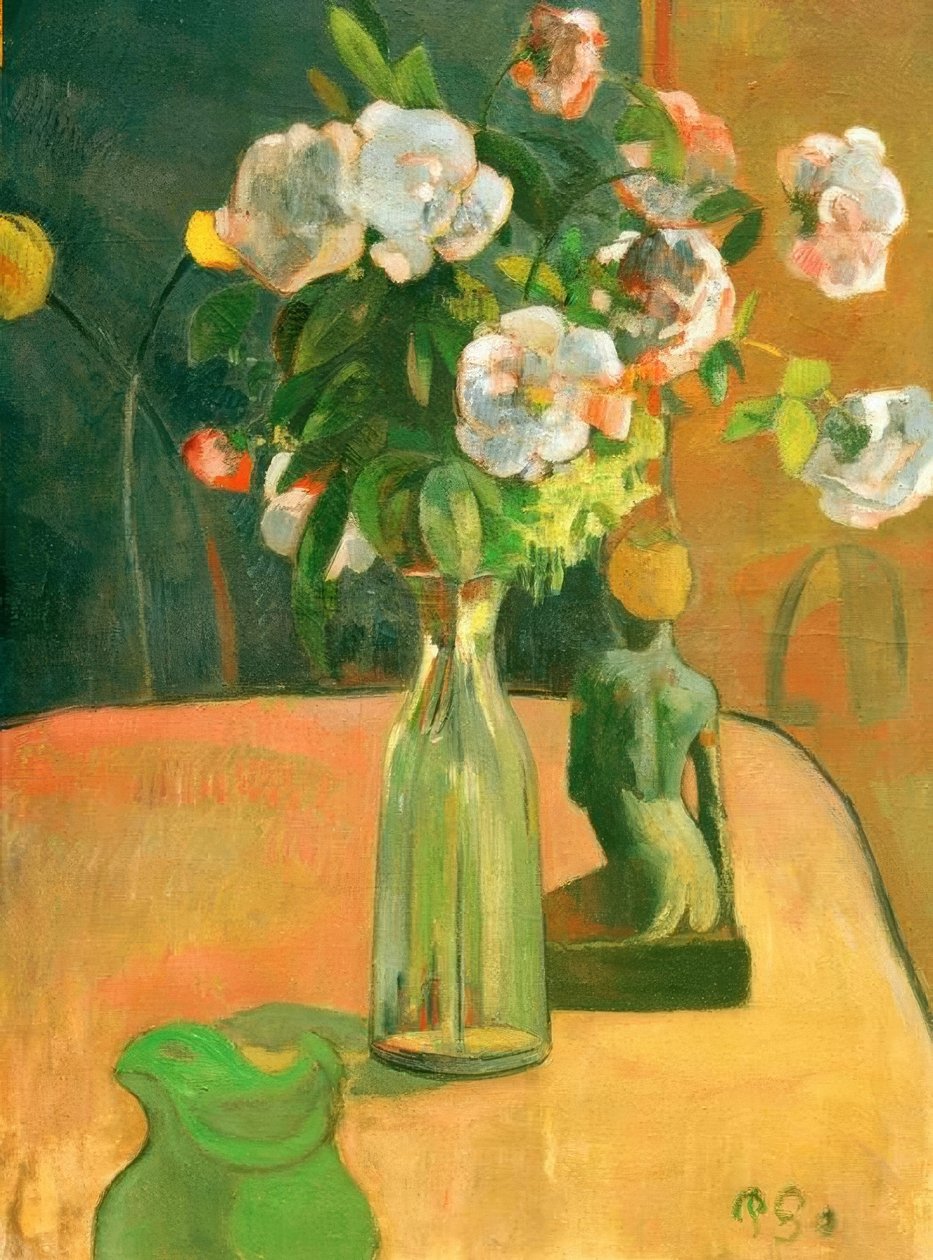 Rosen und Statuette von Paul Gauguin