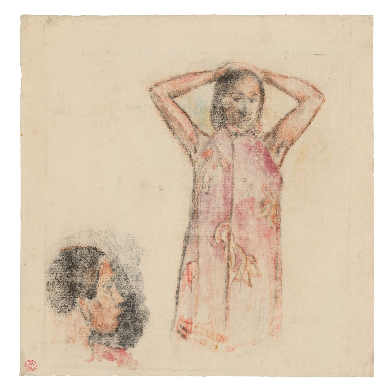 Tahitianisches Mädchen im rosa Pareu von Paul Gauguin