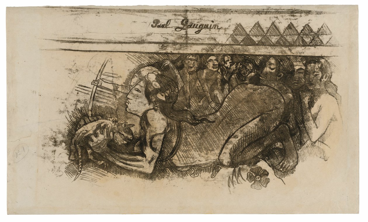 Frau mit einer Katze von Paul Gauguin
