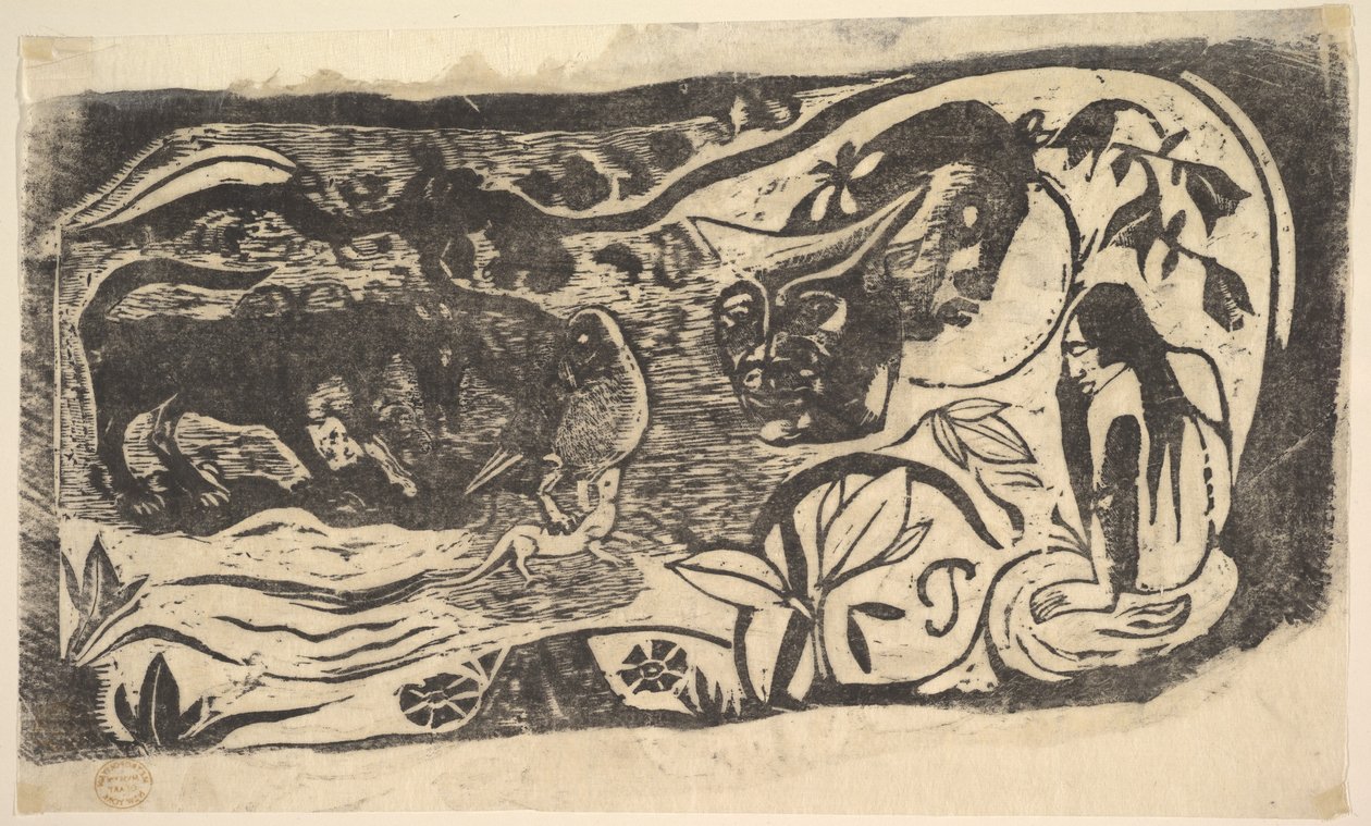 Holzschnitt mit einem gehörnten Kopf, 1898-99 von Paul Gauguin