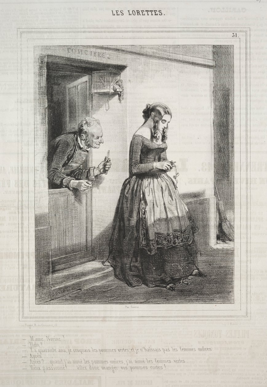 Les Lorettes, 1842 von Paul Gavarni