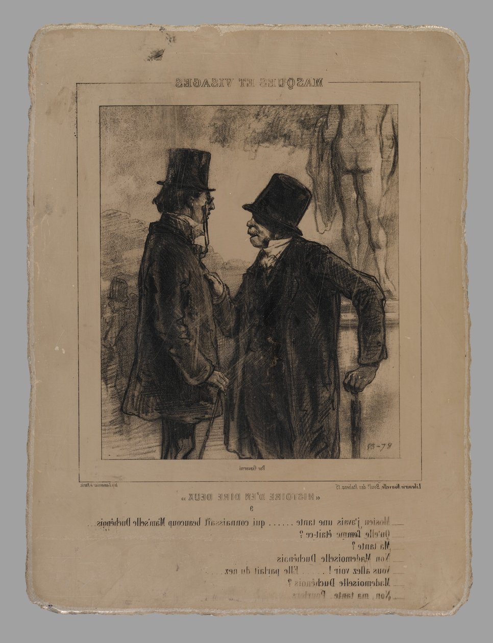 Lithografiestein für Mosieu von Paul Gavarni
