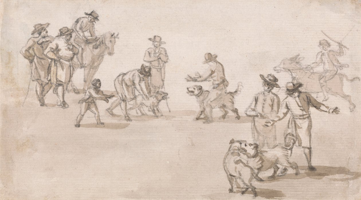 Gruppe von Figuren: Ein Hundekampf von Paul Sandby