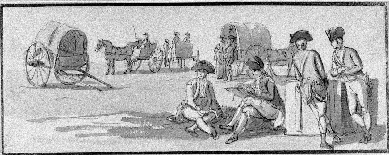 Infanterieoffiziere ruhen sich im Hyde Park aus, 1780 von Paul Sandby