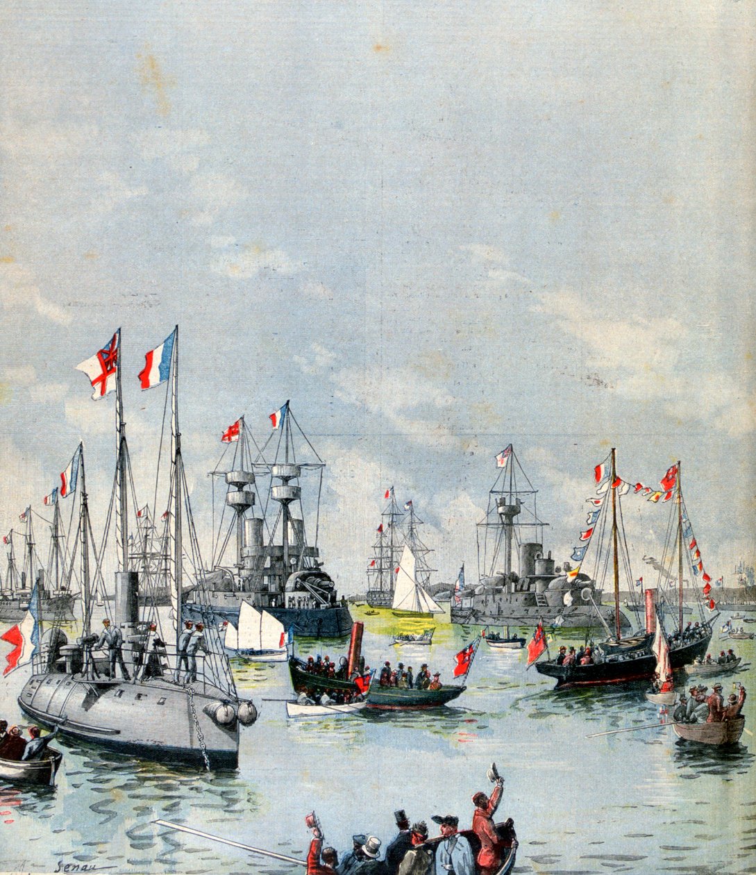 Französische Flottille im Hafen von Portsmouth, 1891 von Paul Senau