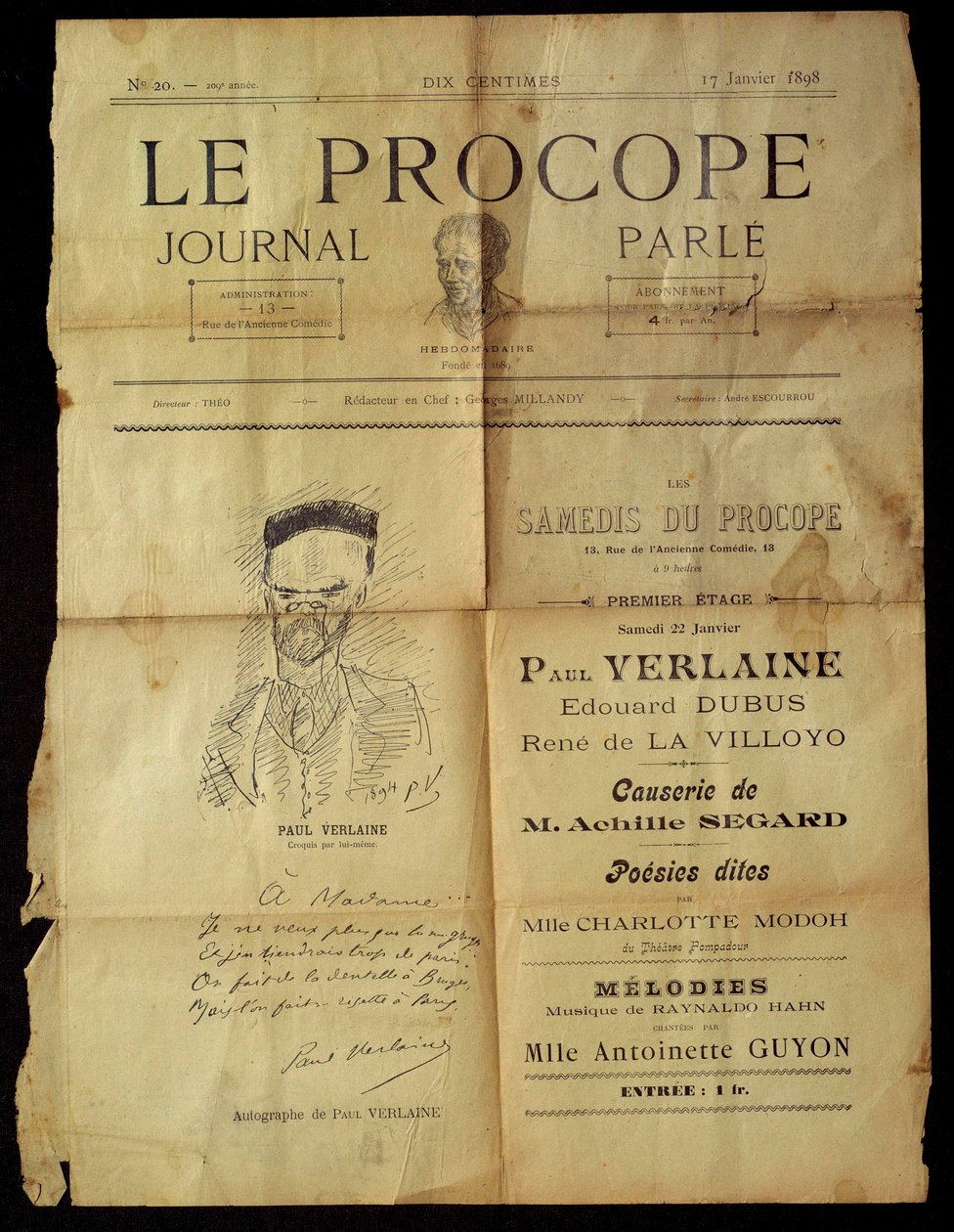 Journal du Procope, Pariser Café von Paul Verlaine
