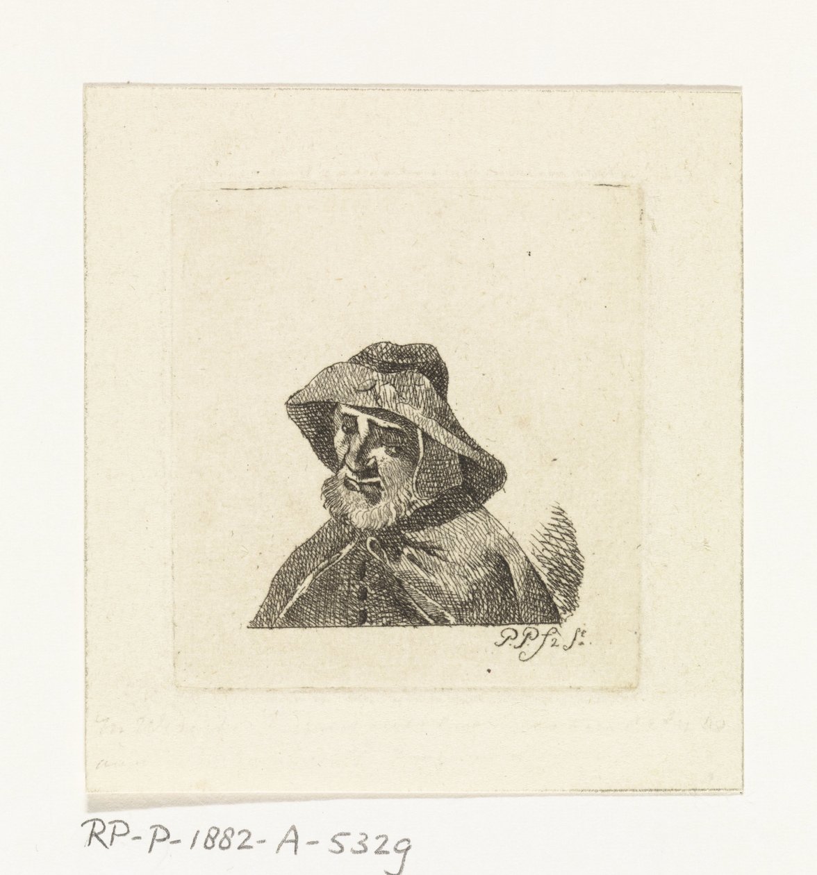 Alter Mann mit Fischerhut von Paulus Charles Gerard Poelman