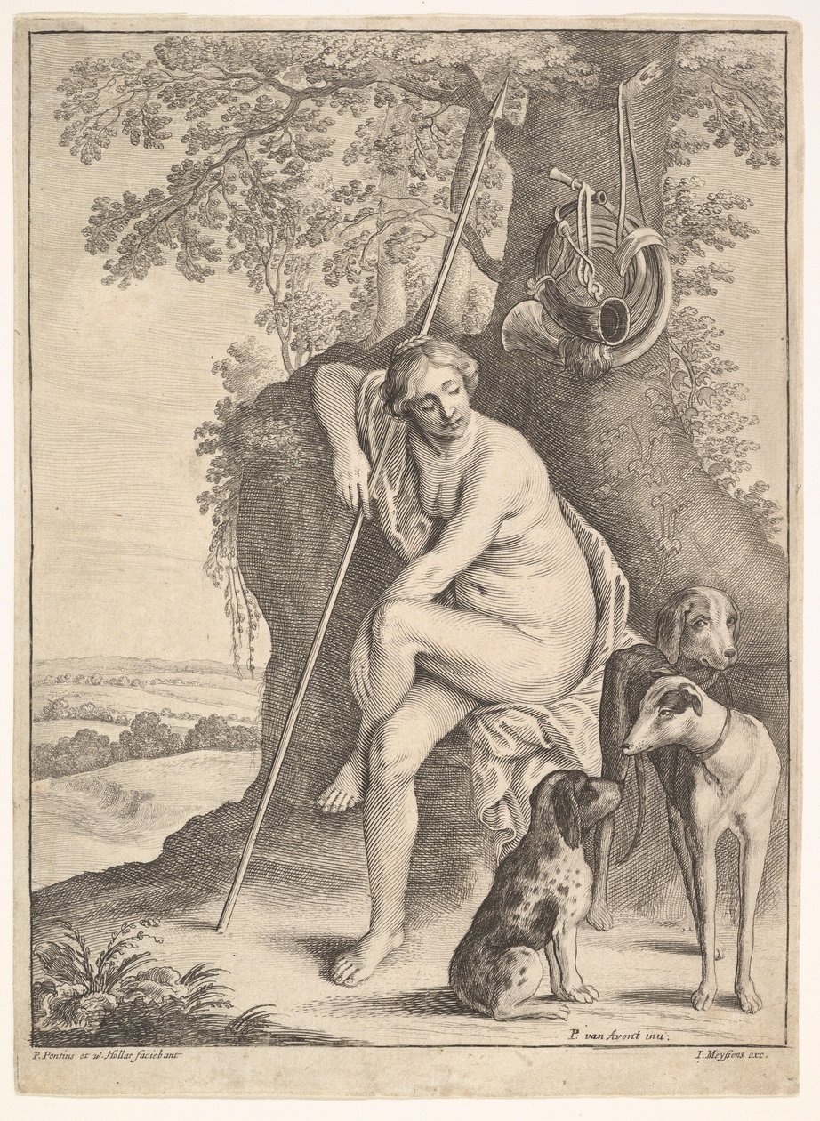 Sitzende Figur der Diana, der Jägerin, 1625-77 von Paulus Potter