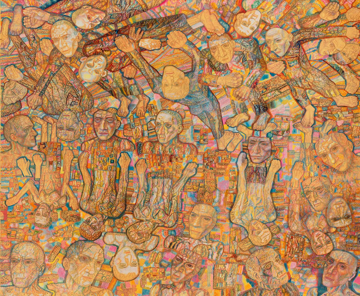 Menschenmenge Komposition (Öl auf Papier) von Pawel Nikolajewitsch Filonow