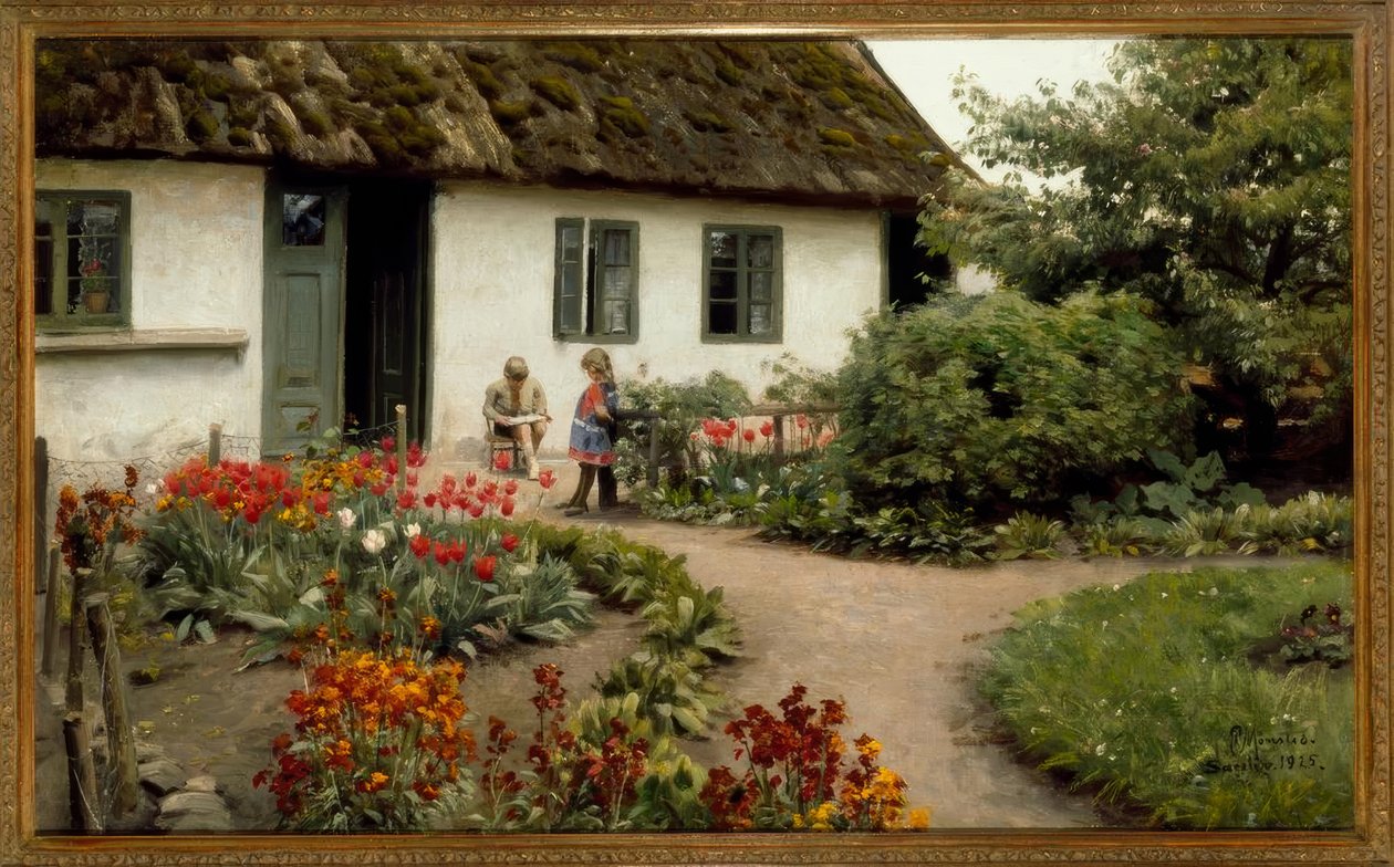 Lesestunde im Blumengarten von Peder Monsted