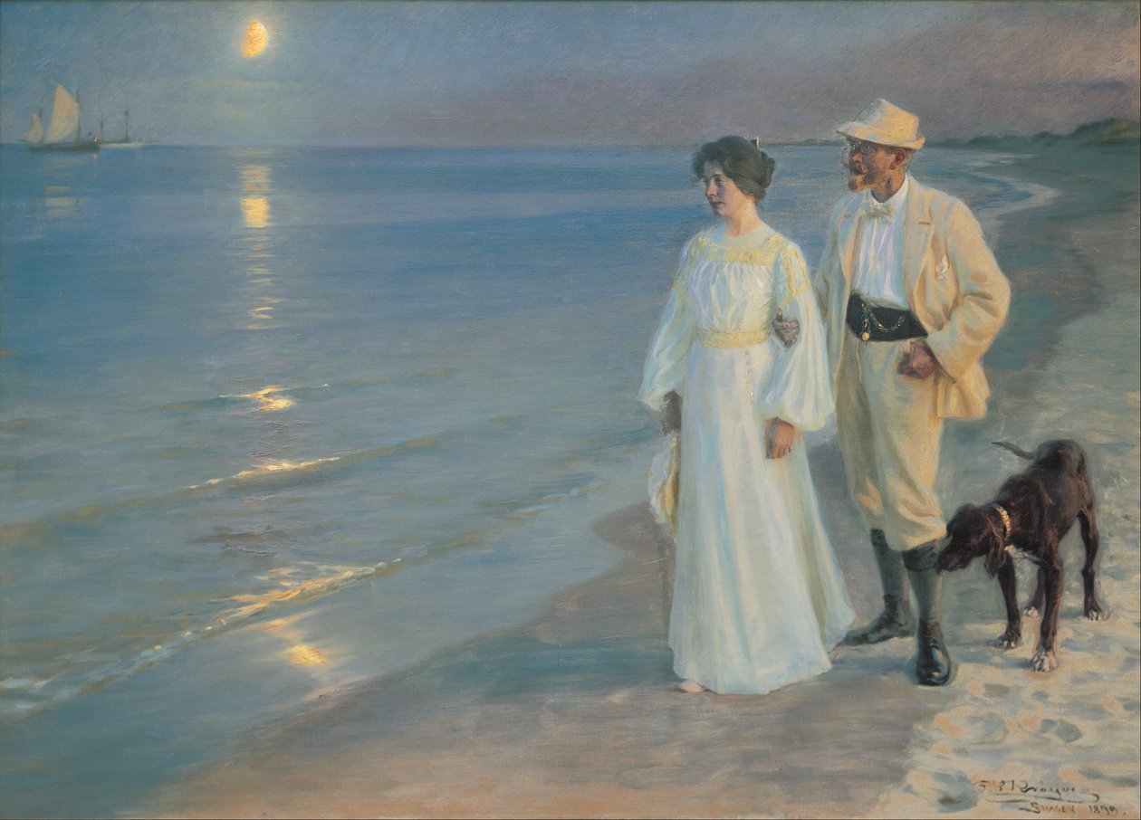 Sommerabend am Strand von Skagen. Der Maler und seine Frau. von Peder Severin Krøyer