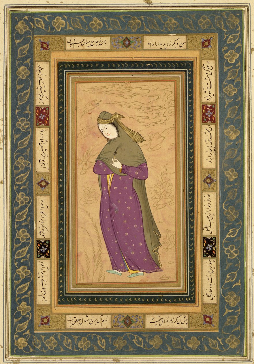 Mädchen mit einer Aigrette, aus dem Großen Clive-Album, ca. 1620-30 von Persian School
