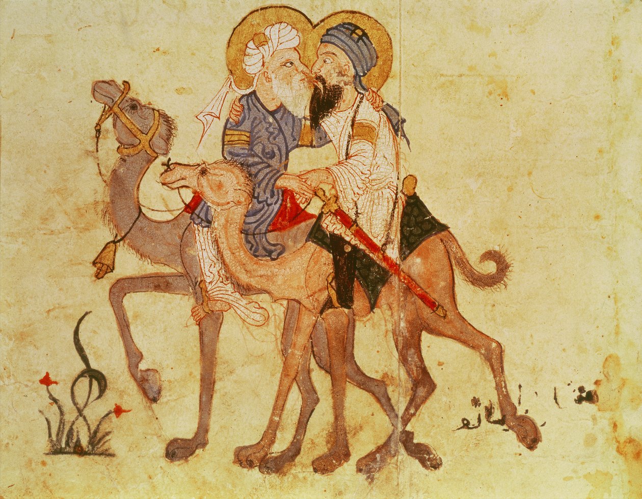 Ms Ar 3929 f.122, Abschiede von Abu-Zayd und Al-Harith vor der Rückkehr nach Mekka, aus 