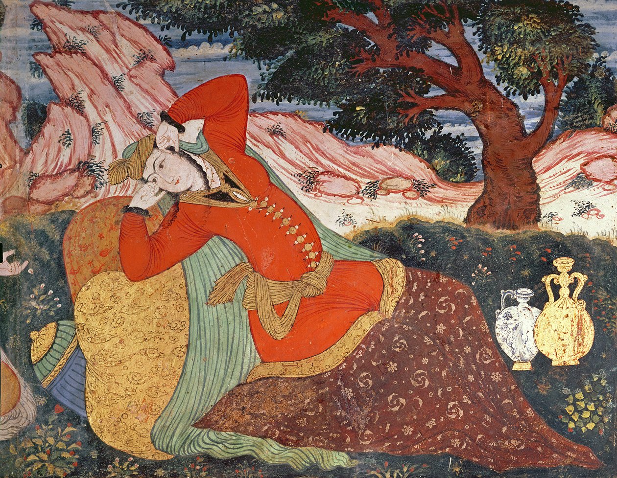 Frau vom Hofe von Schah Abbas I, 1585-1627 (Detail) von Persian School