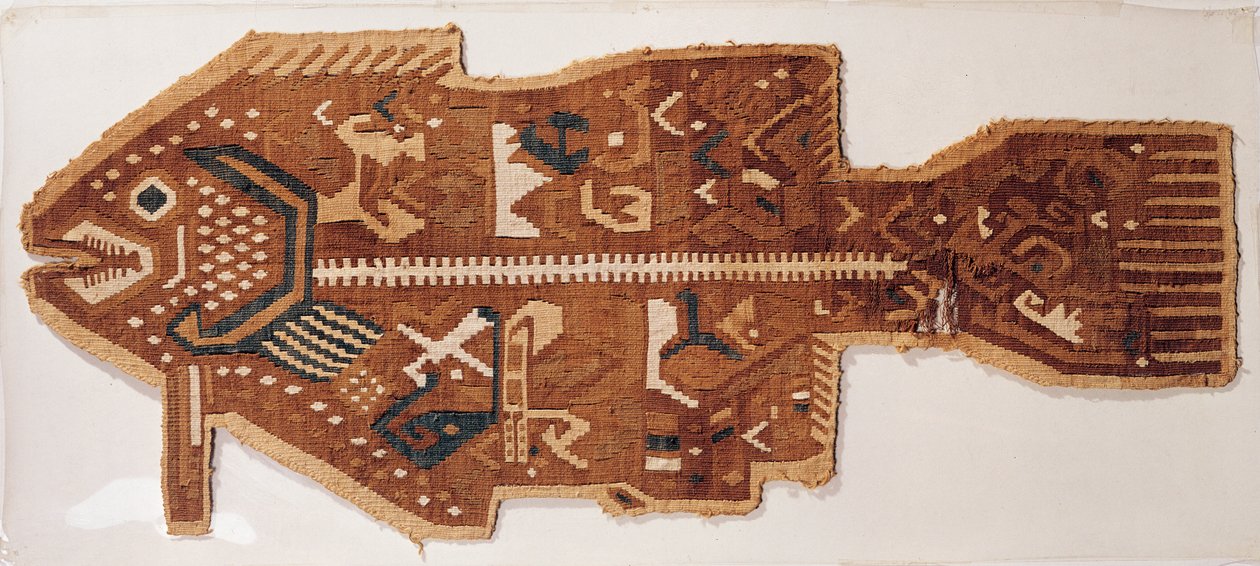 Wollschlitzteppich eines Fisches von Peruvian School