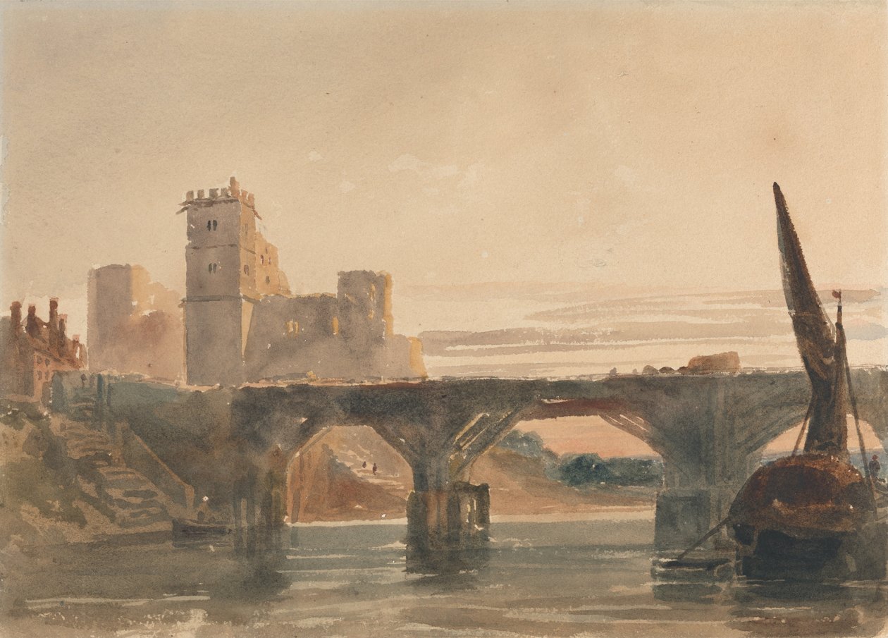 Chepstow Castle von der Brücke von Peter de Wint