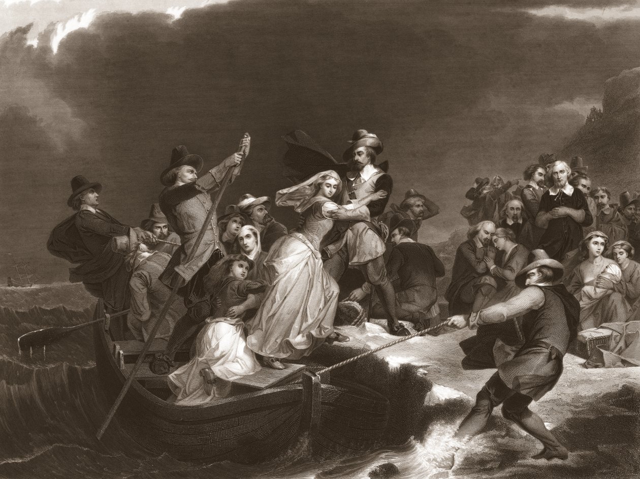 Pilger landen 1620 am Plymouth Rock, veröffentlicht 1869 von Peter Frederick Rothermel