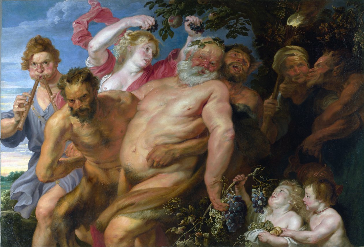 Betrunkener Silen von Satyrn gestützt, ca. 1620 von Peter Paul Rubens