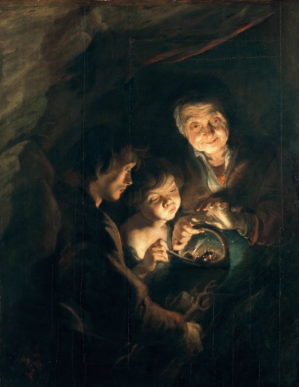 Alte Frau mit einem Korb Kohle von Peter Paul Rubens