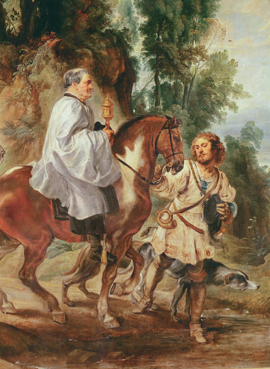 Priester trägt die Eucharistie zu einem Sterbenden von Peter Paul Rubens