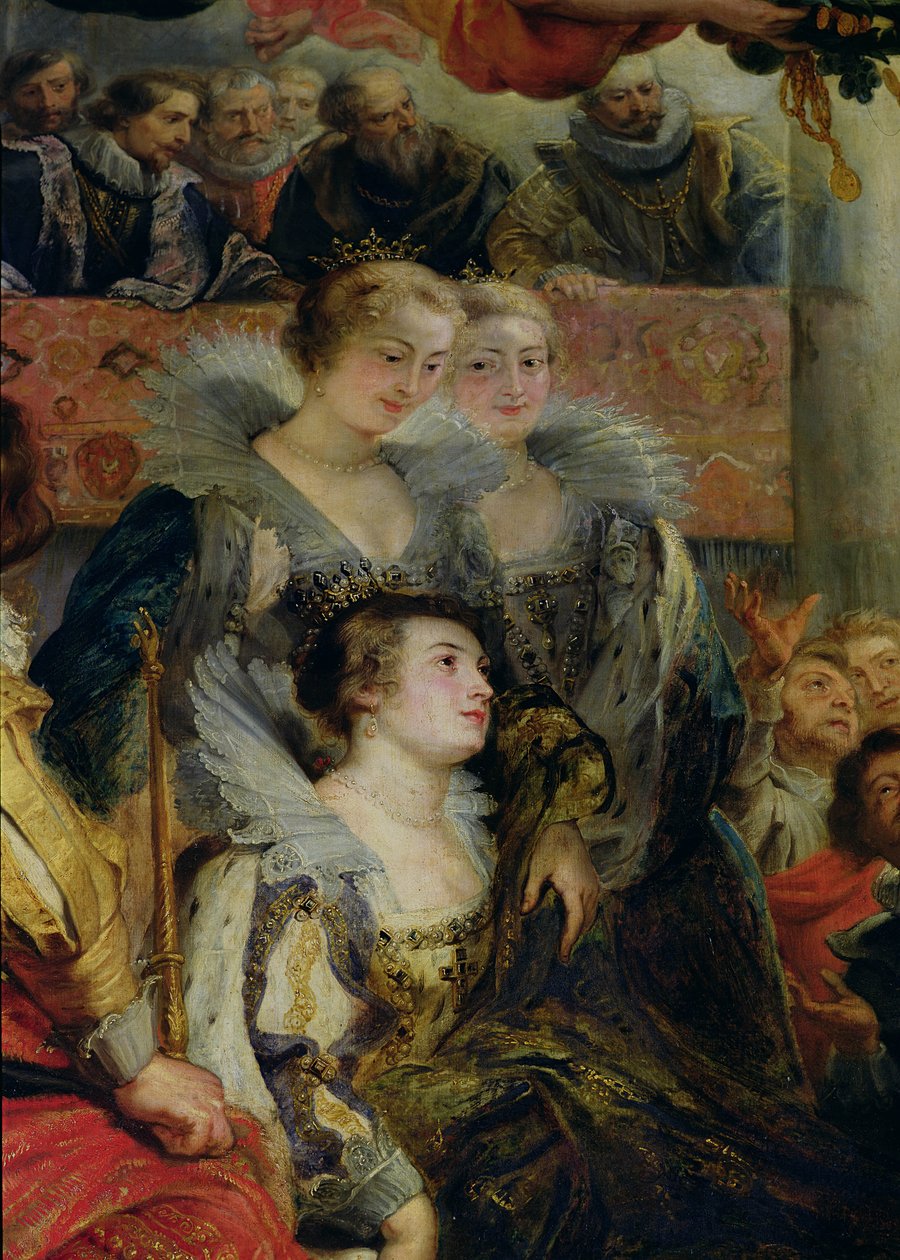 Der Medici-Zyklus: Die Krönung von Maria de Medici (1573-1642) in St. Denis, 13. Mai 1610, Detail der Prinzessinnen von Guemenee und Conti, 1621-25 von Peter Paul Rubens