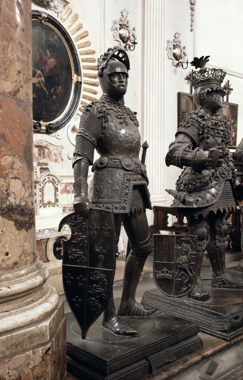 König Arthur, Statue vom Grab von Maximilian I., Innsbruck, 1513 von Peter Vischer