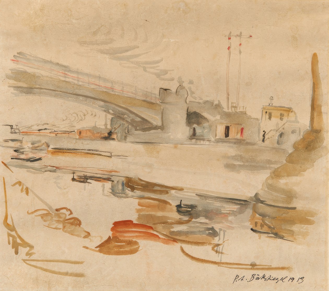 Stadt mit Brücke von Peter August Böckstiegel